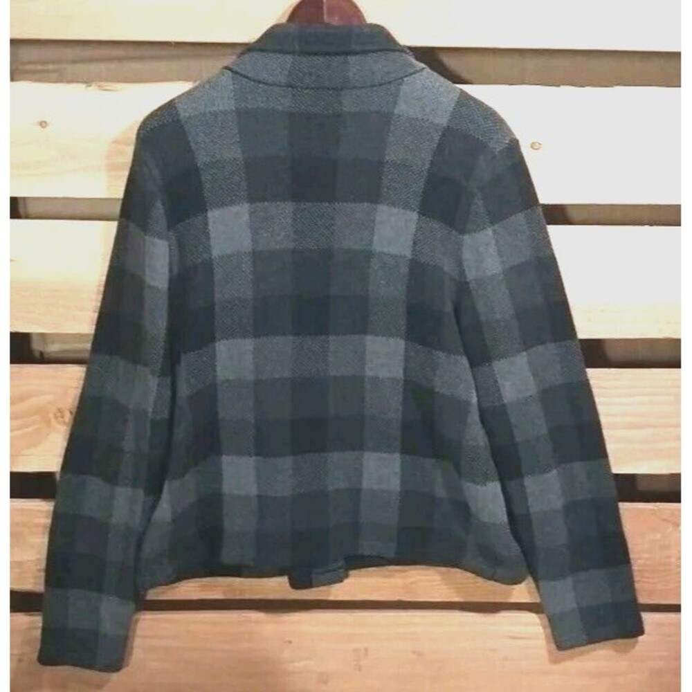 Chaps Ralph Lauren Womens XL Side Zip Sweater Jacket Plaid Gray Black Cozy Chic - Picture 3 of 14